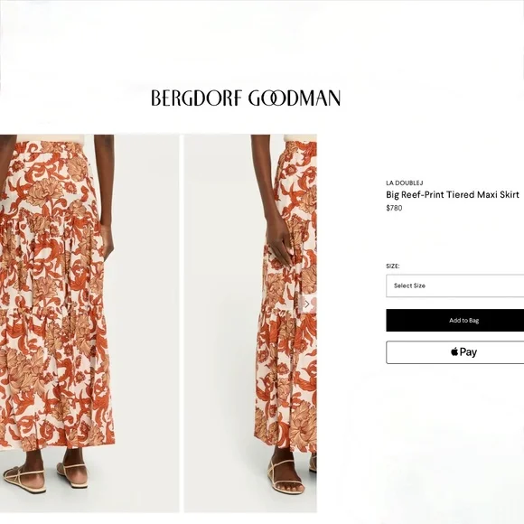 La DoubleJ Big Reef Tiered Floral Print Tiered Silk & Cotton Blend Skirt MNEW